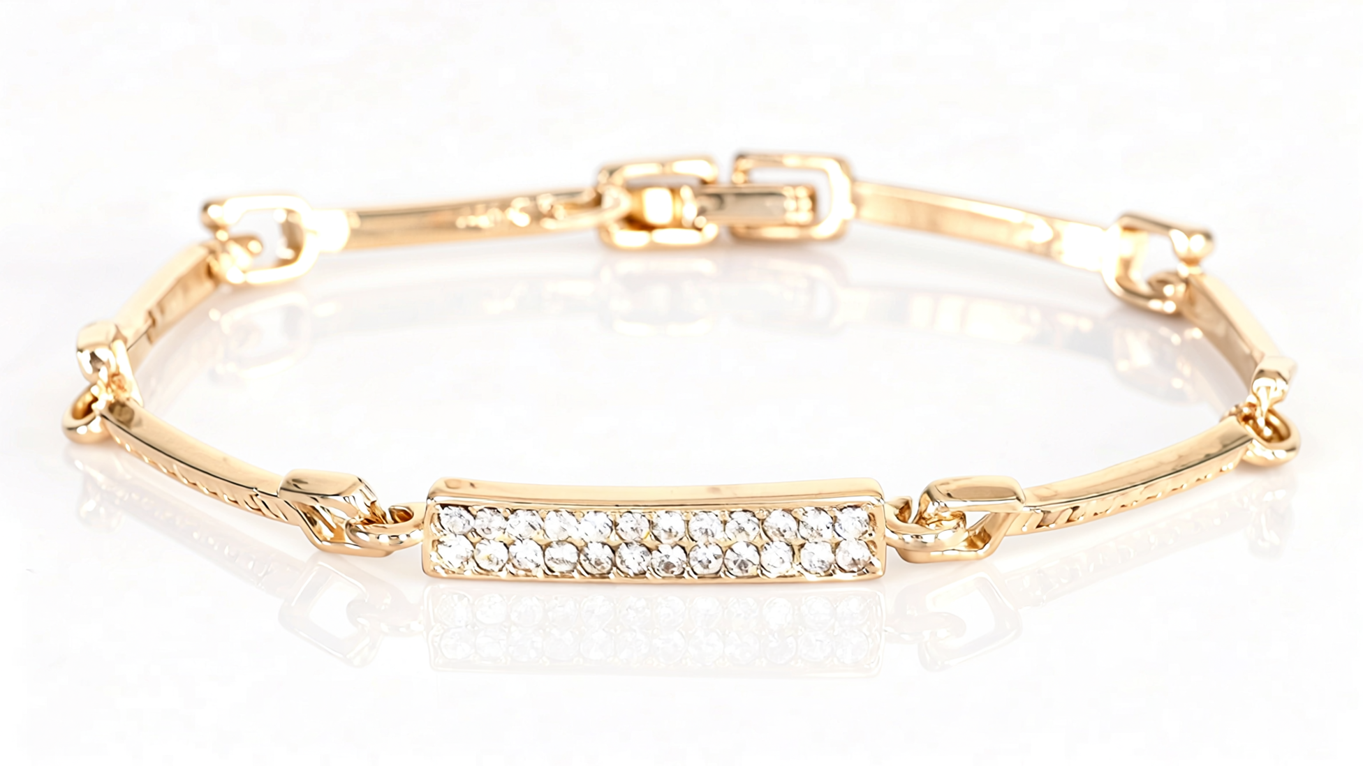 צמיד כתכשיט יפה בגוון Gold Rose משובץ באבני זירקוניה #47 – תמונה 2