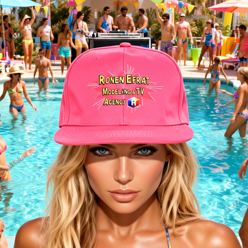 כובע מצחייה פוקסיה עם הלוגו של הסוכנות של רונן אפרת
