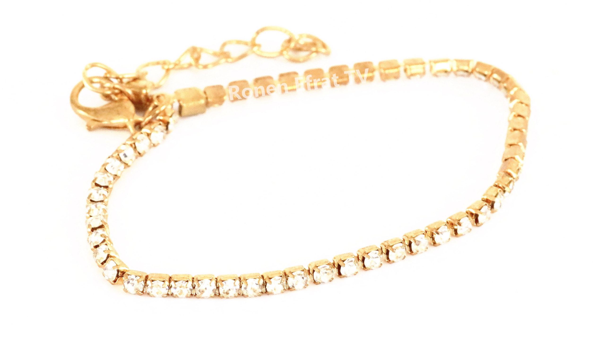 צמיד יפהפה בגוון זהב משובץ באבני זירקוניה (#97) – תמונה 3