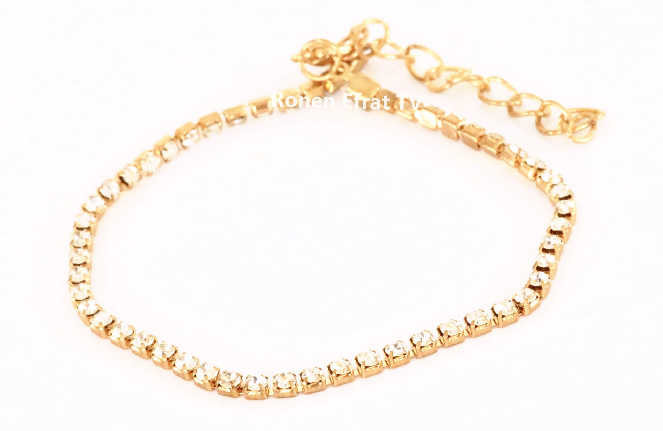 צמיד יפהפה בגוון זהב משובץ באבני זירקוניה (#97) – תמונה 2